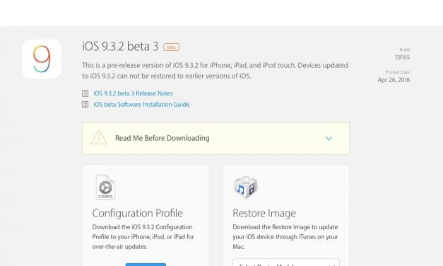 iOS 9.3.2 베타 3 (빌드 13F65) 개발자 대상 배포