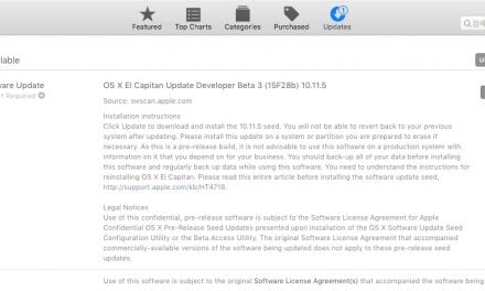 애플 OS X 10.11.5 베타 3(빌드 15F28b), tvOS 9.2.1 베타 3, 사파리 프리뷰 3 배포